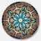 Designart - Large Brown Blue Fractal Flower' Floral Metal Circle Wall Art